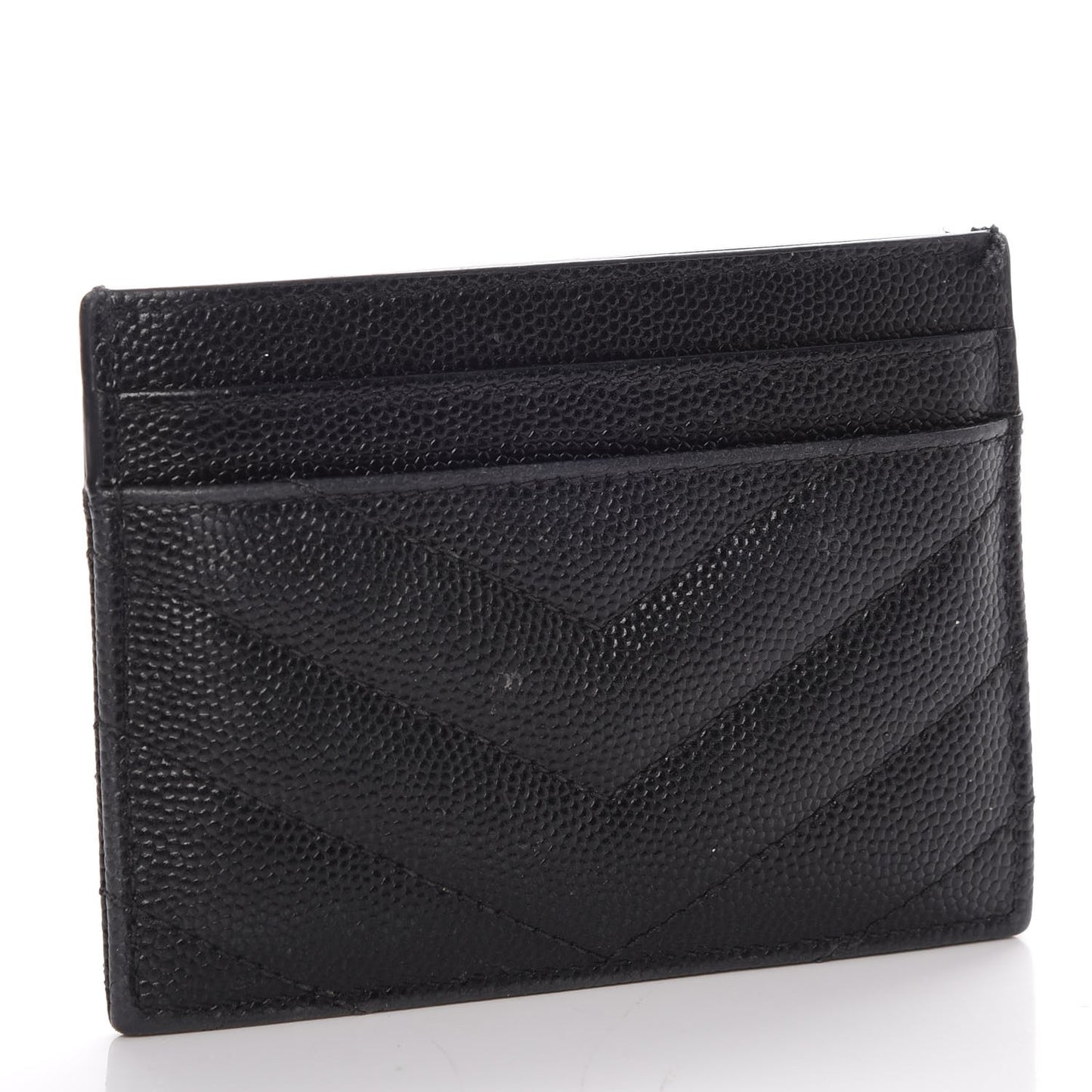 Grain De Poudre Matelasse Chevron Monogram Credit Card Case Black