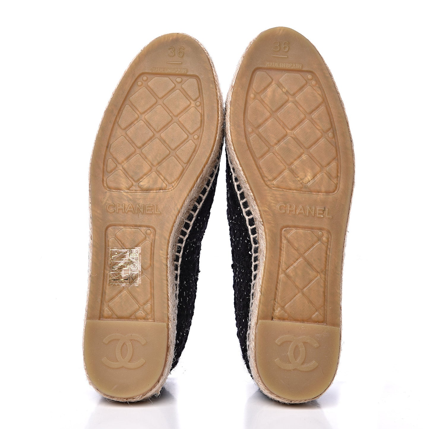 Metallic Tweed Lambskin CC Espadrilles 36 Black Silver