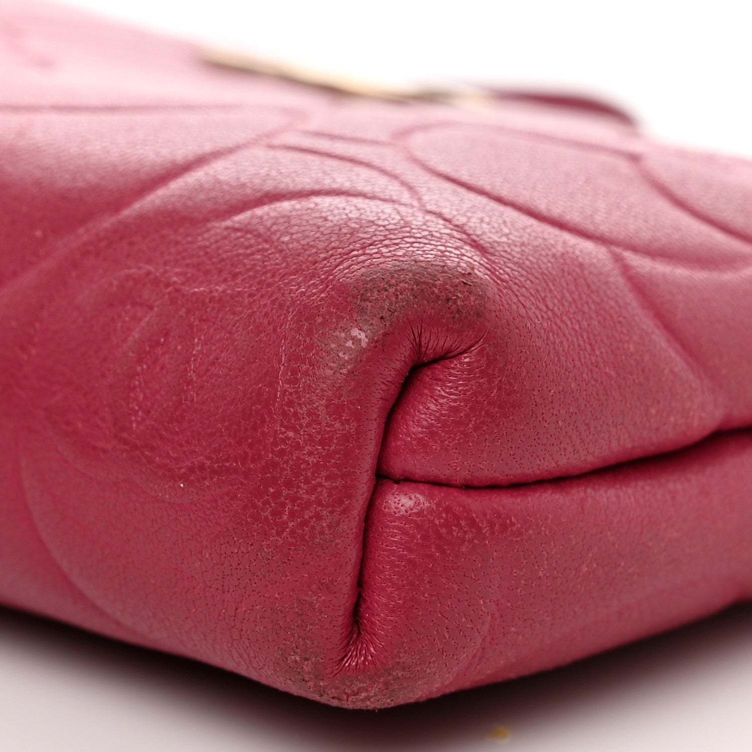 Chanel Lambskin Camellia Embossed Key Holder Case Fuchsia 9 of 11