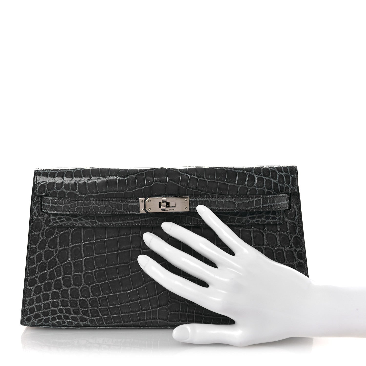 Hermes Shiny Niloticus Crocodile Kelly Elan Pochette Bleu Tempete 4 of 26