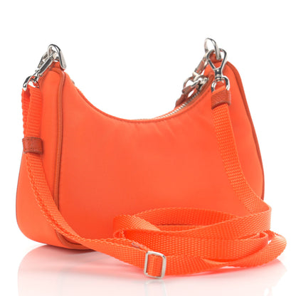 Prada Tessuto Nylon Saffiano Mini Re-Edition 2000 Shoulder Bag Arancio 3 of 11