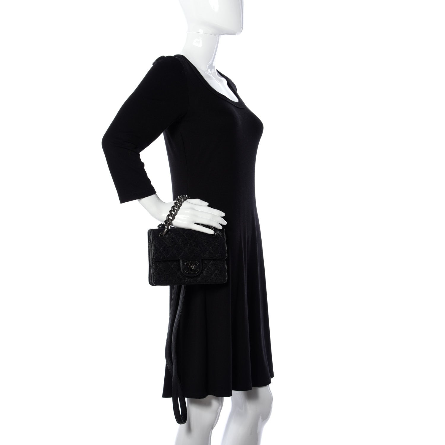 Chanel Caviar Quilted Small Retro Class Flap Dark Black 3 of 10