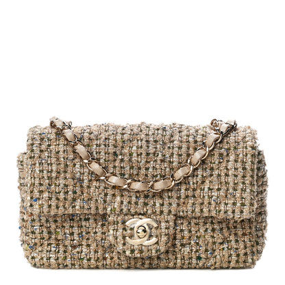 Chanel Tweed Quilted Mini Rectangular Flap Beige 1 of 10