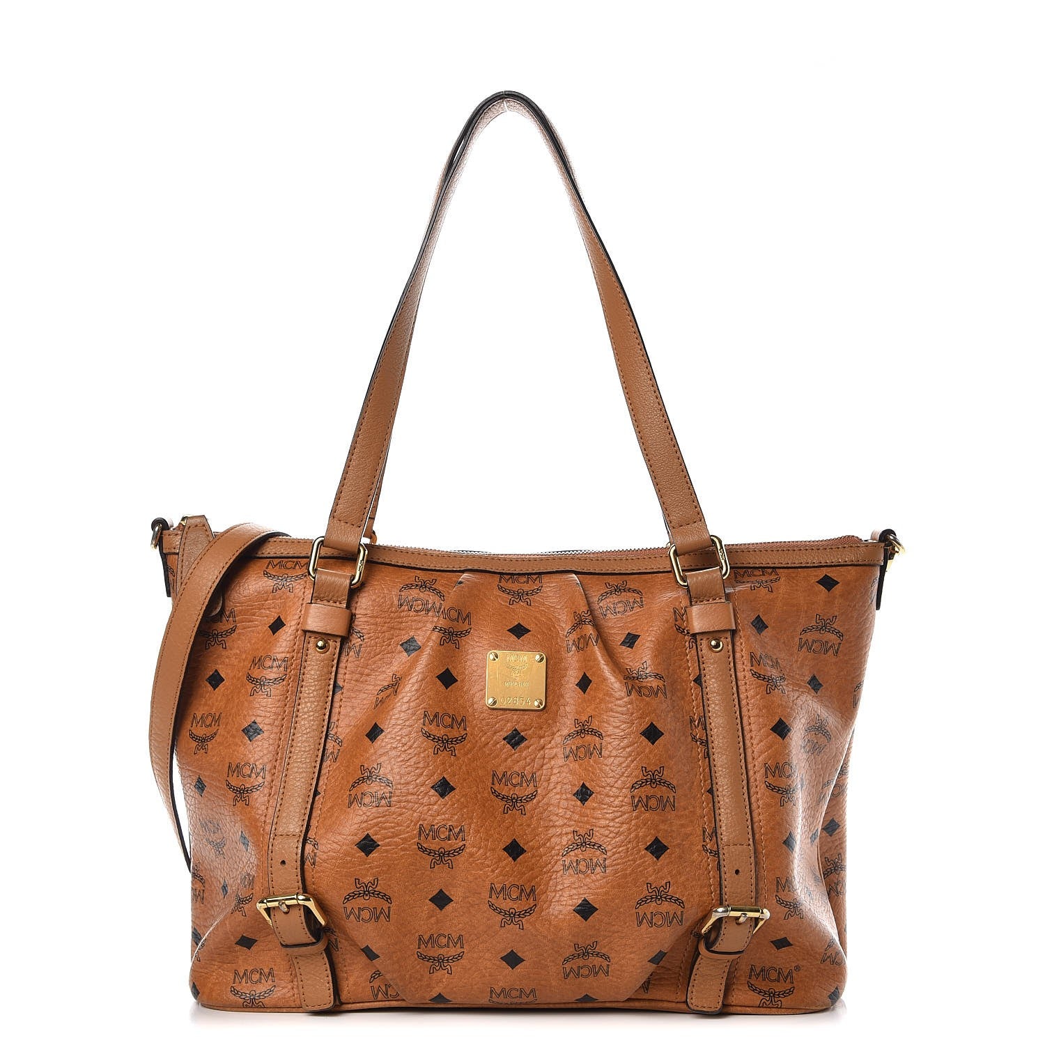 MCM Visetos Medium Essentials Shopper Tote Cognac 1 of 13