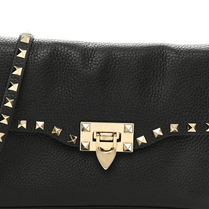 Valentino Garavani Pebbled Calfskin Medium Rockstud Flip Lock Crossbody Bag Black 8 of 12