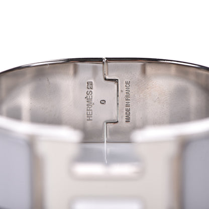 Hermes Enamel Wide Clic Clac H Bracelet PM Gris Clair Blanc White 3 of 4