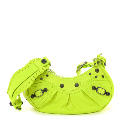 Balenciaga Agneau Arena Le Cagole Shoulder Bag XS Fluo Yellow 3 of 9
