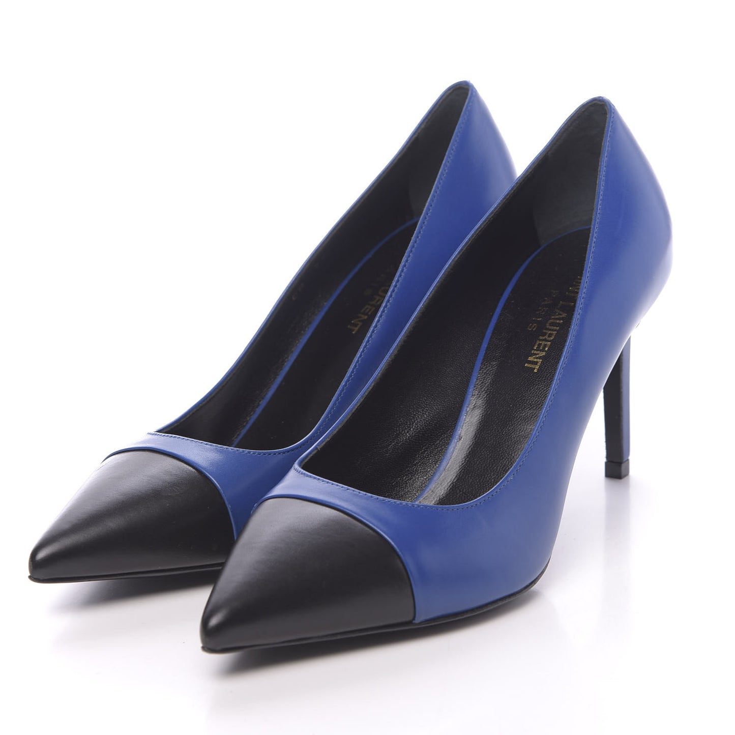 Calfskin Bi-Color Cap Toe 85 Pumps 38 Black Blue
