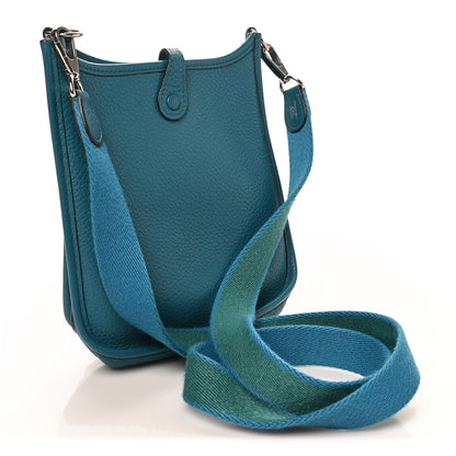Hermes Taurillon Clemence Amazone Evelyne TPM Bleu Izmir Malachite 3 of 11