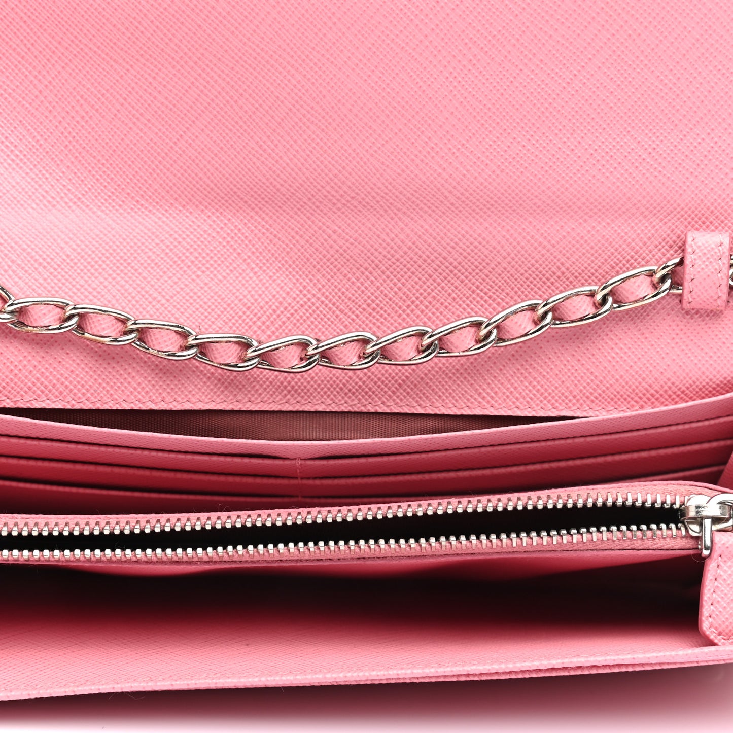 Saffiano Metal Oro Chain Wallet Begonia