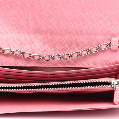 Prada Saffiano Metal Oro Chain Wallet Begonia 5 of 10