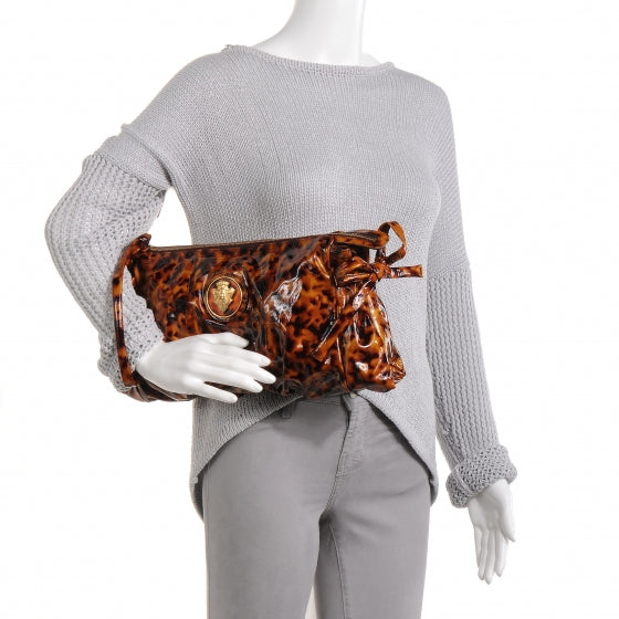 Gucci Patent Hysteria Large Clutch Tortoise Brown 2 of 8