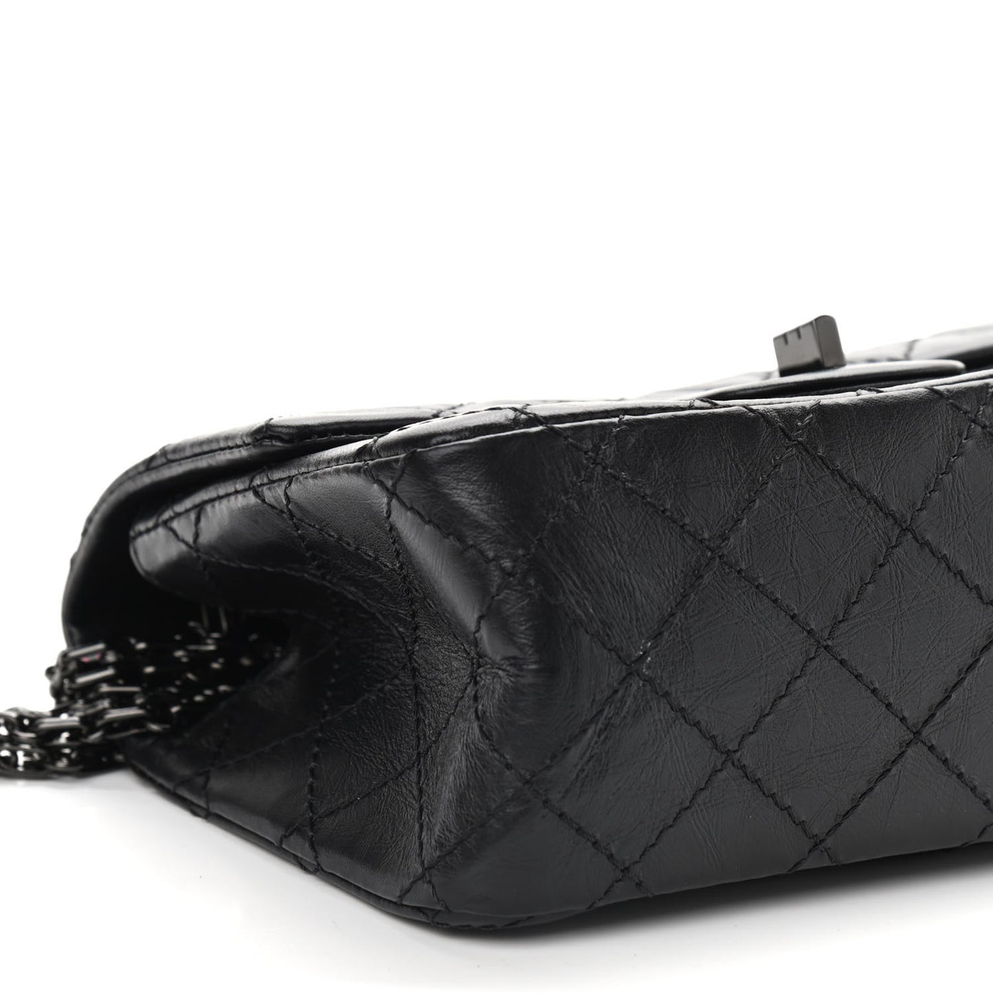 Aged Calfskin Quilted 2.55 Reissue Mini Flap So Black