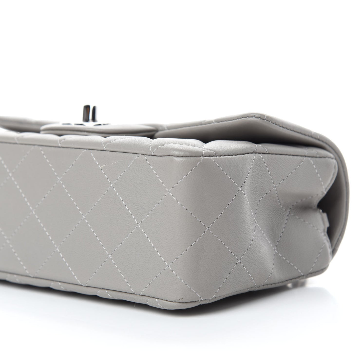 Lambskin Quilted Mini Rectangular Flap Grey