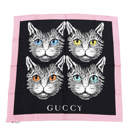 Gucci Silk Mystic Cat Square Scarf Black 1 of 4
