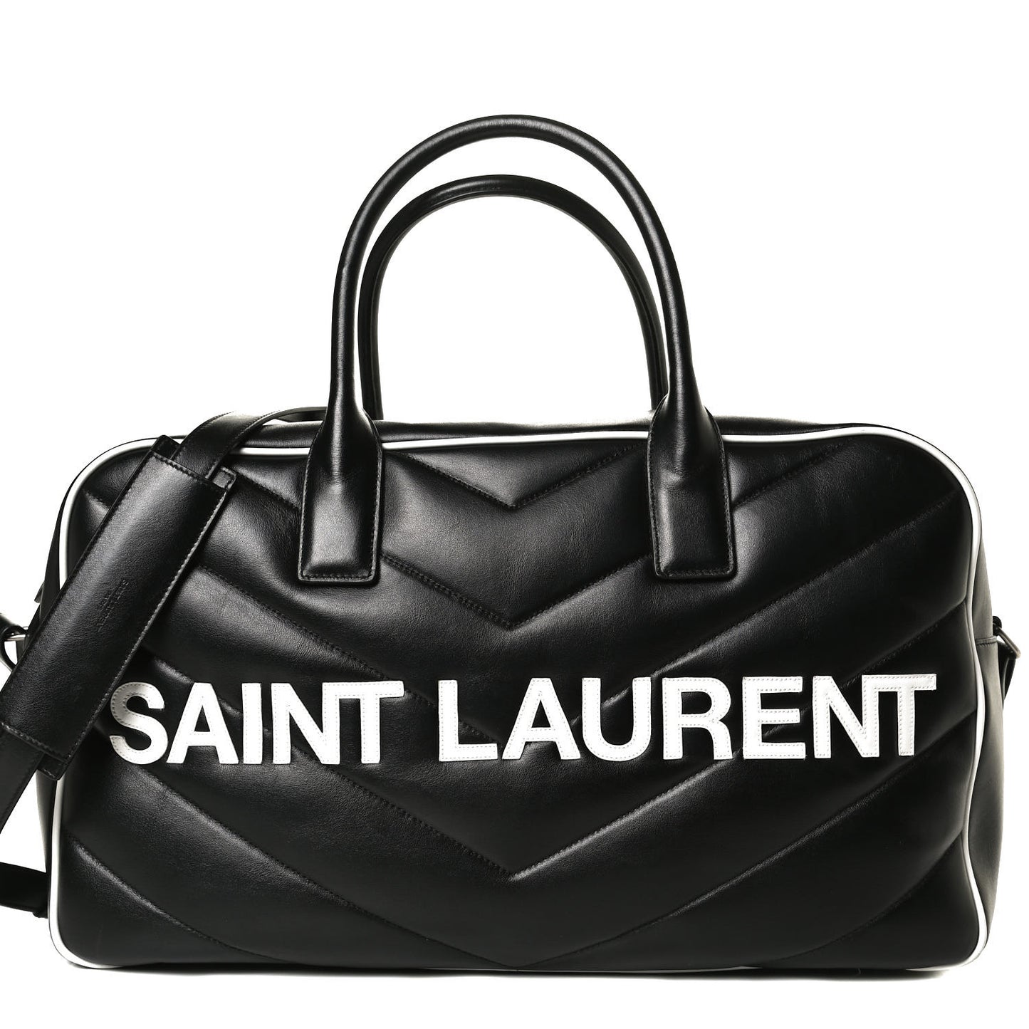 Calfskin Miles Logo Bowler Duffel Bag Black
