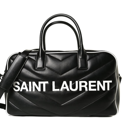 Saint Laurent Calfskin Miles Logo Bowler Duffel Bag Black 8 of 18