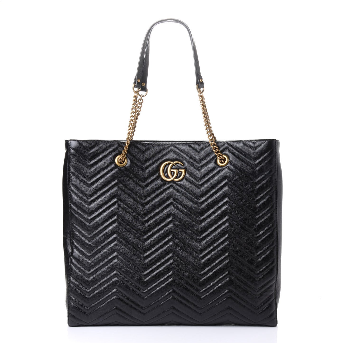 Azalea Calfskin Matelasse Large GG Marmont Slim Tote Black