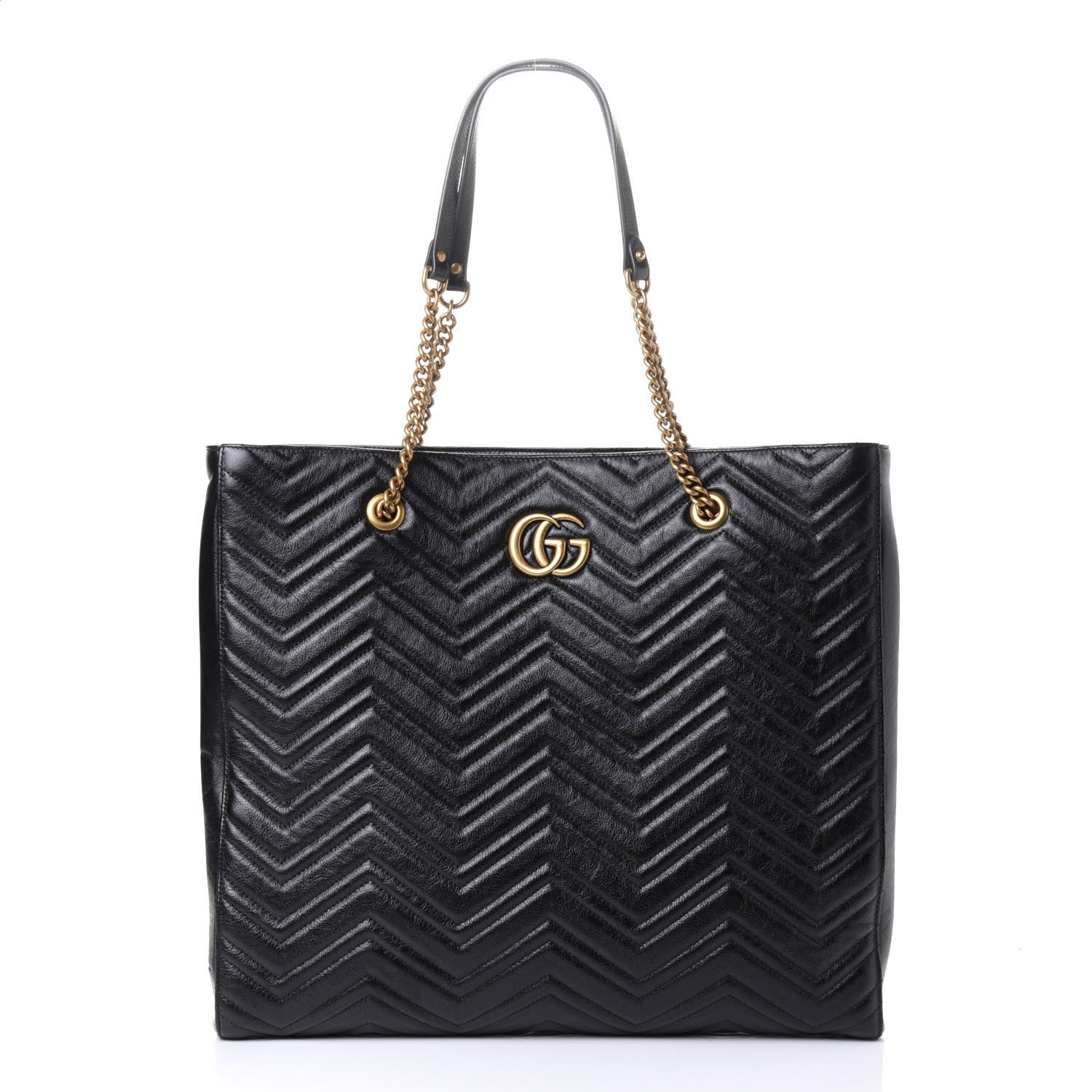 Gucci Azalea Calfskin Matelasse Large GG Marmont Slim Tote Black 1 of 4