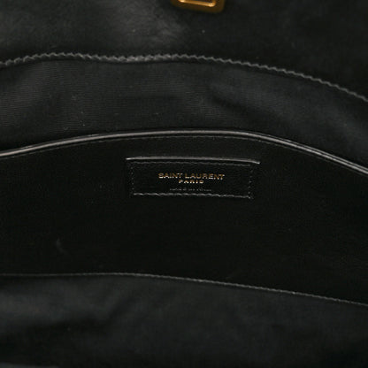 Saint Laurent Calfskin Raffia Medium Shopper Tote Naturale Black Naturale Black 6 of 9