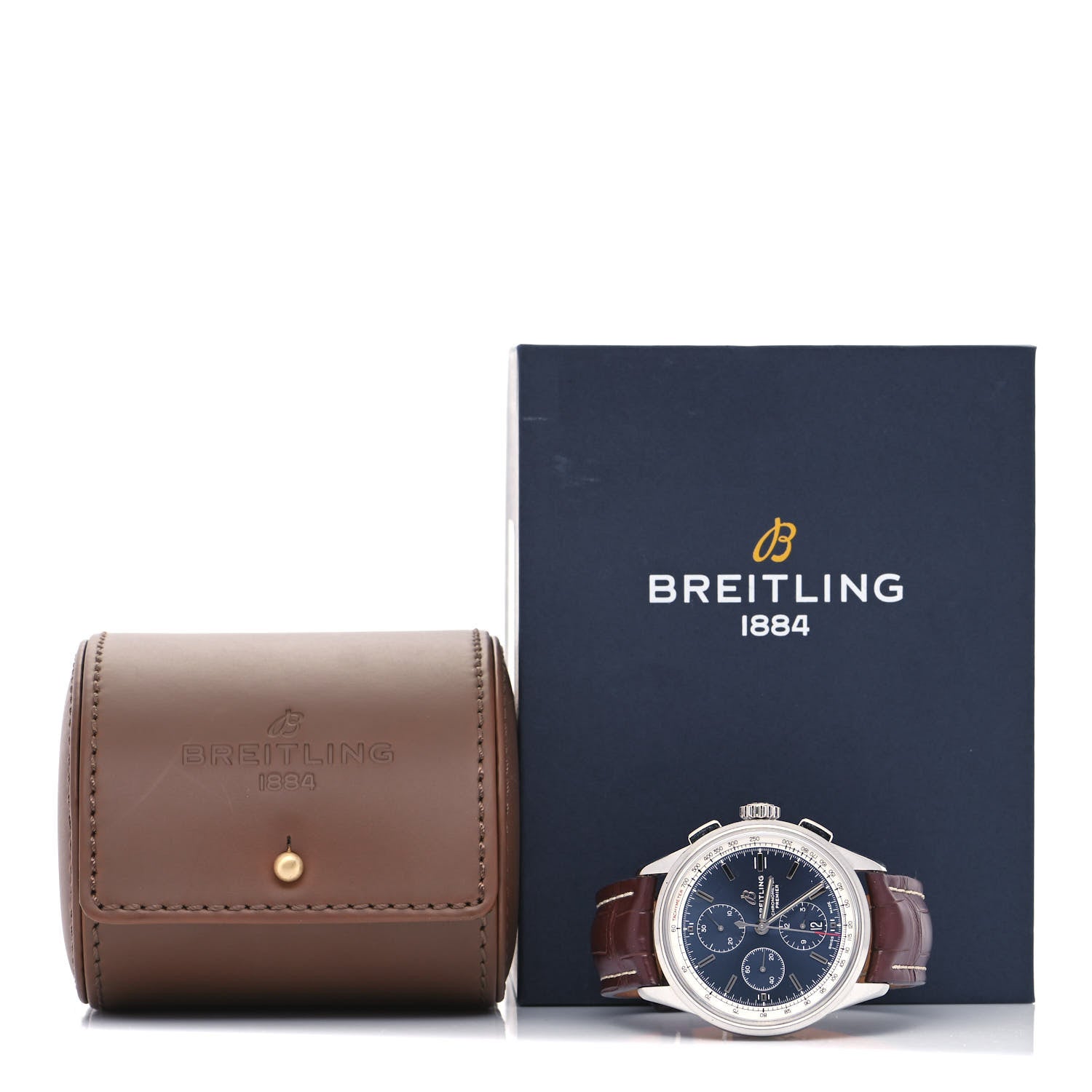 Breitling Stainless Steel Alligator 42mm Premier Chronograph Automatic Watch Blue A13315 3 of 5