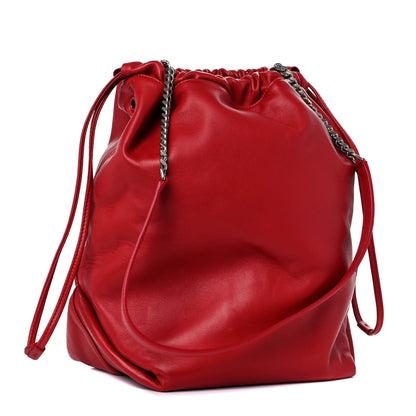 Saint Laurent Lambskin Teddy Drawstring Bag Eros Red 4 of 12