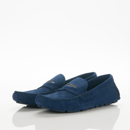 Louis Vuitton Suede Damier Shade Car Moccasin Loafers Blue 3 of 6