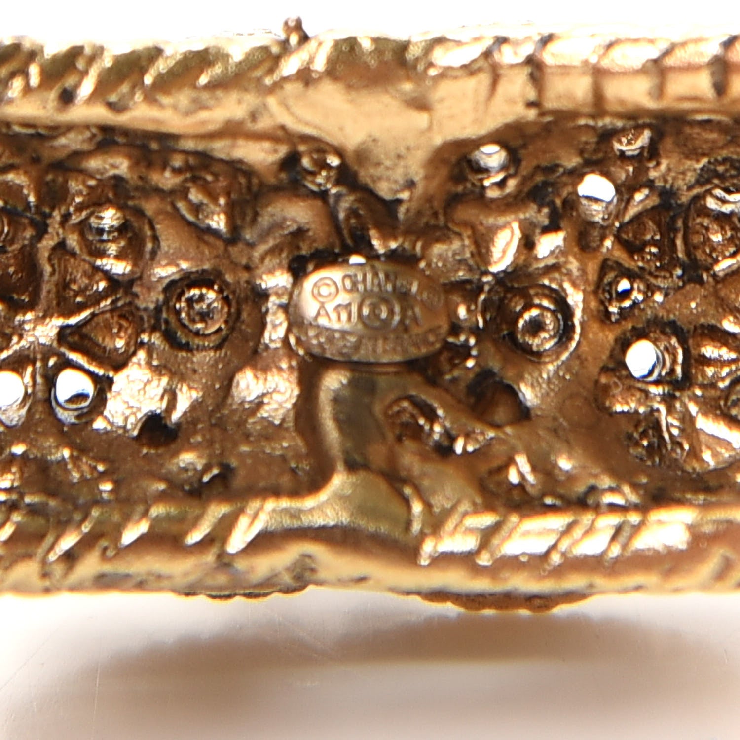 Chanel Metal Beaded CC Cuff Gold Black 4 of 4