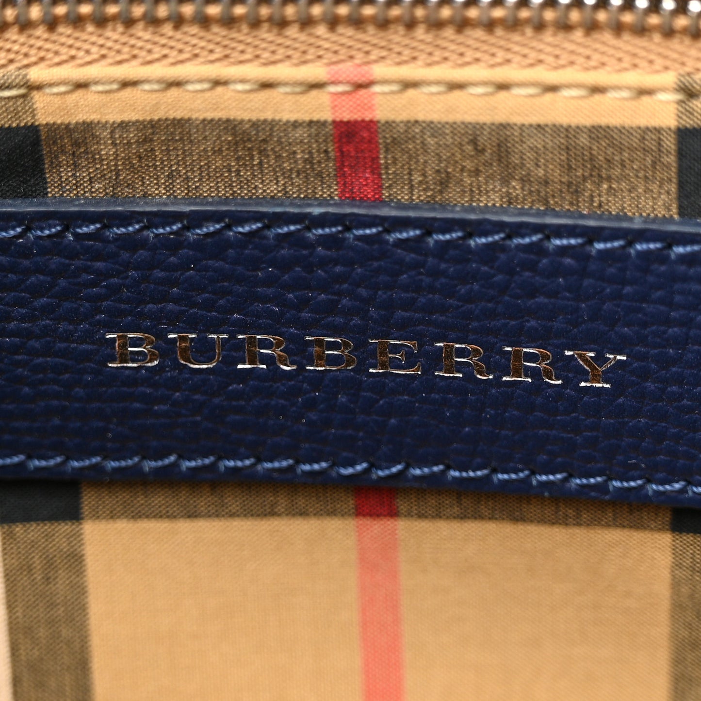 Grainy Calfskin House Check Small Banner Tote Regency Blue