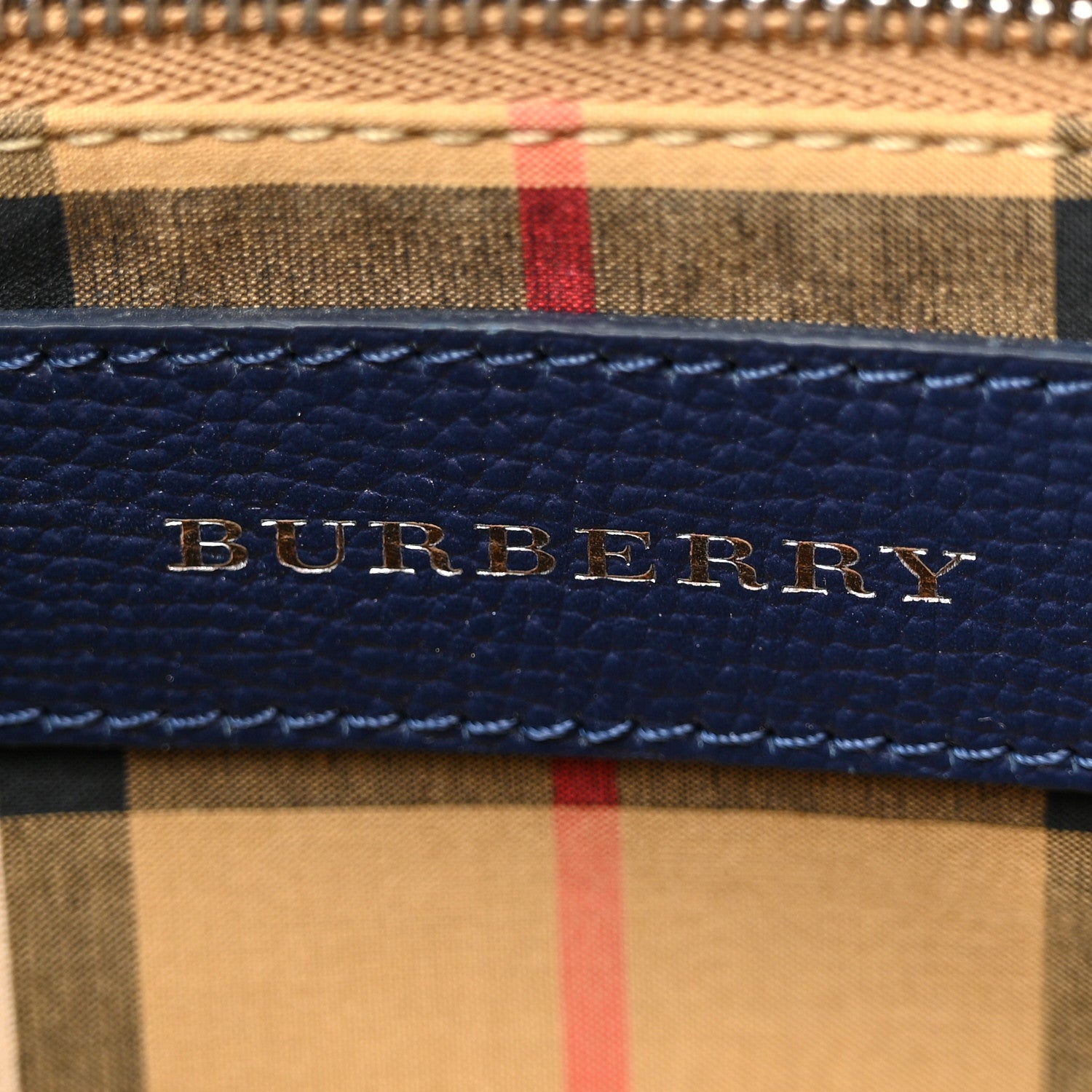 Burberry Grainy Calfskin House Check Small Banner Tote Regency Blue 6 of 13