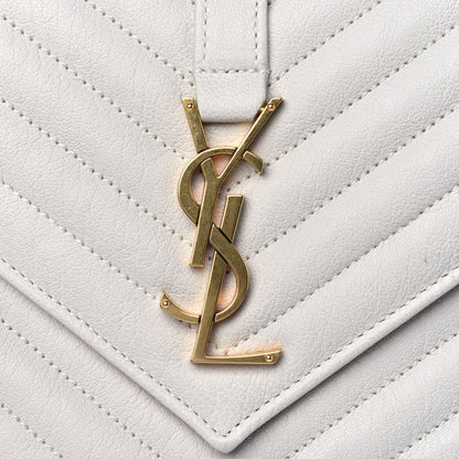 Saint Laurent Sheepskin Matelasse Chevron Monogram Medium College Bag Crema Soft 21 of 23