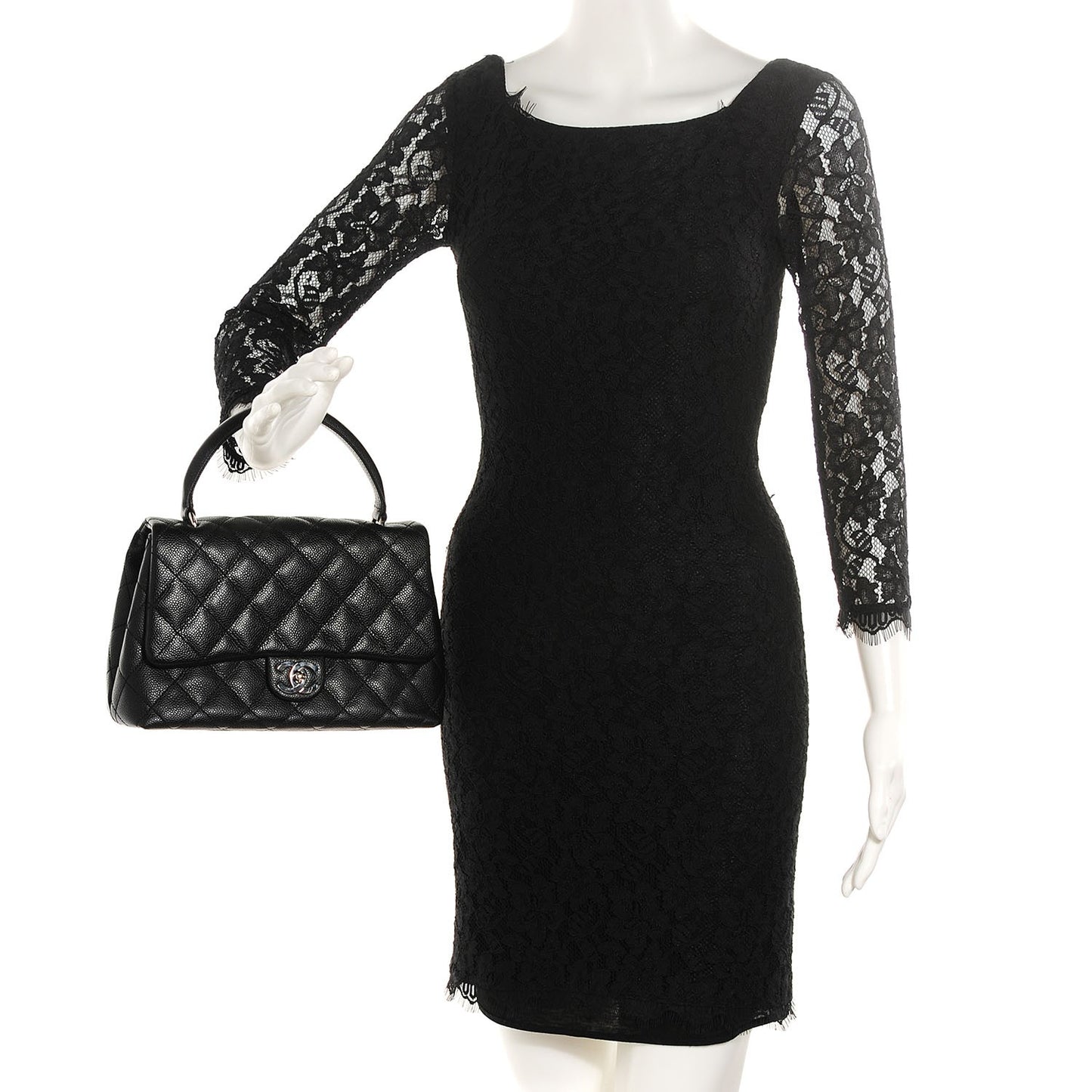 Caviar Quilted Medium Kelly Flap Bag Black