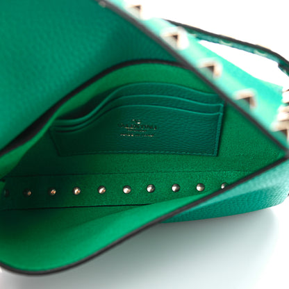 Valentino Garavani Grainy Calfskin Rockstud Crossbody Pouch Ultra Marine Green 5 of 10
