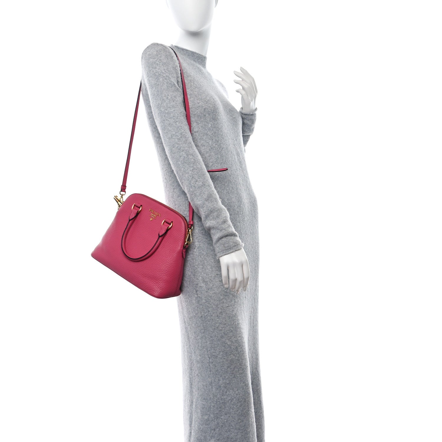 Prada Vitello Daino Dome Tote Peonia Peonia 2 of 9