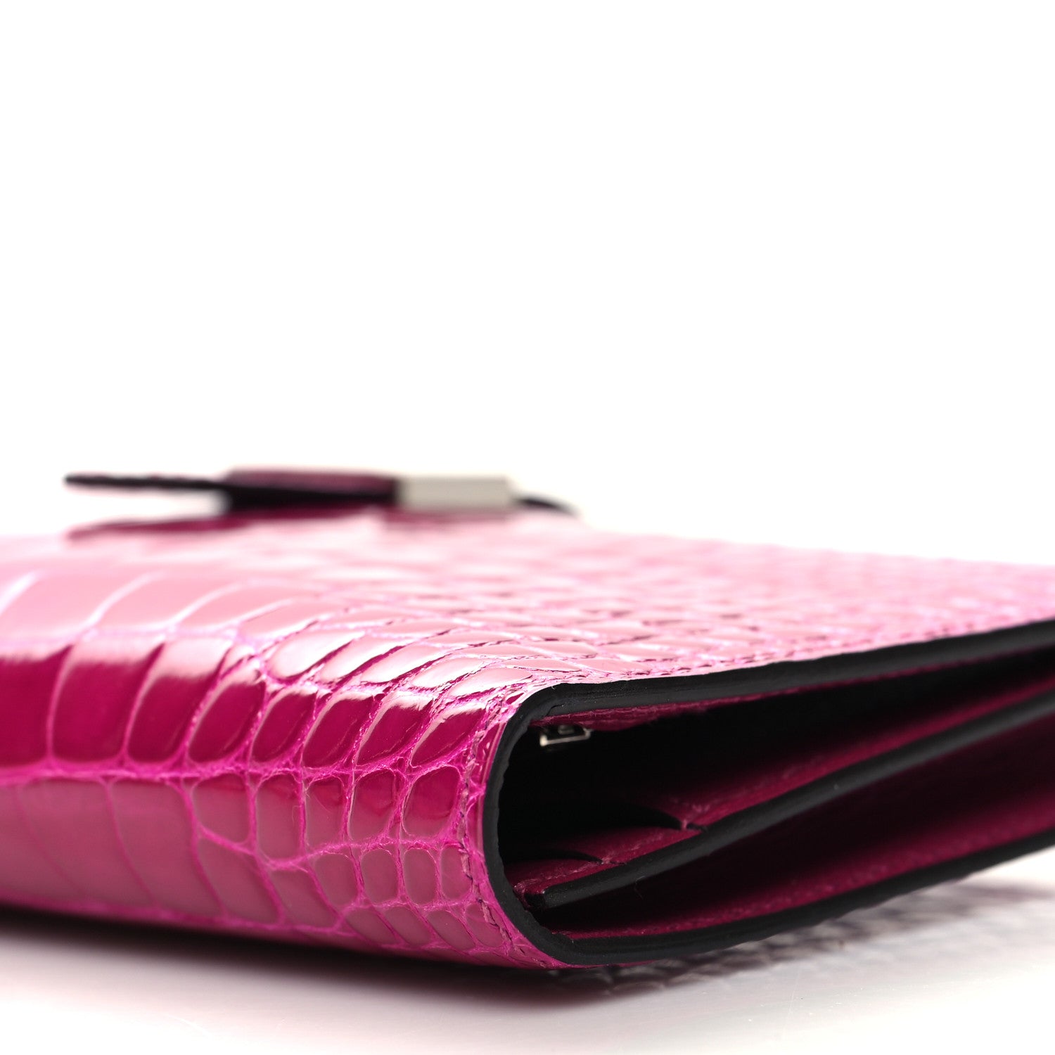 Hermes Shiny Alligator Bearn Wallet Rose Pourpre 10 of 10