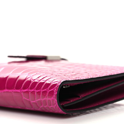 Hermes Shiny Alligator Bearn Wallet Rose Pourpre 10 of 10