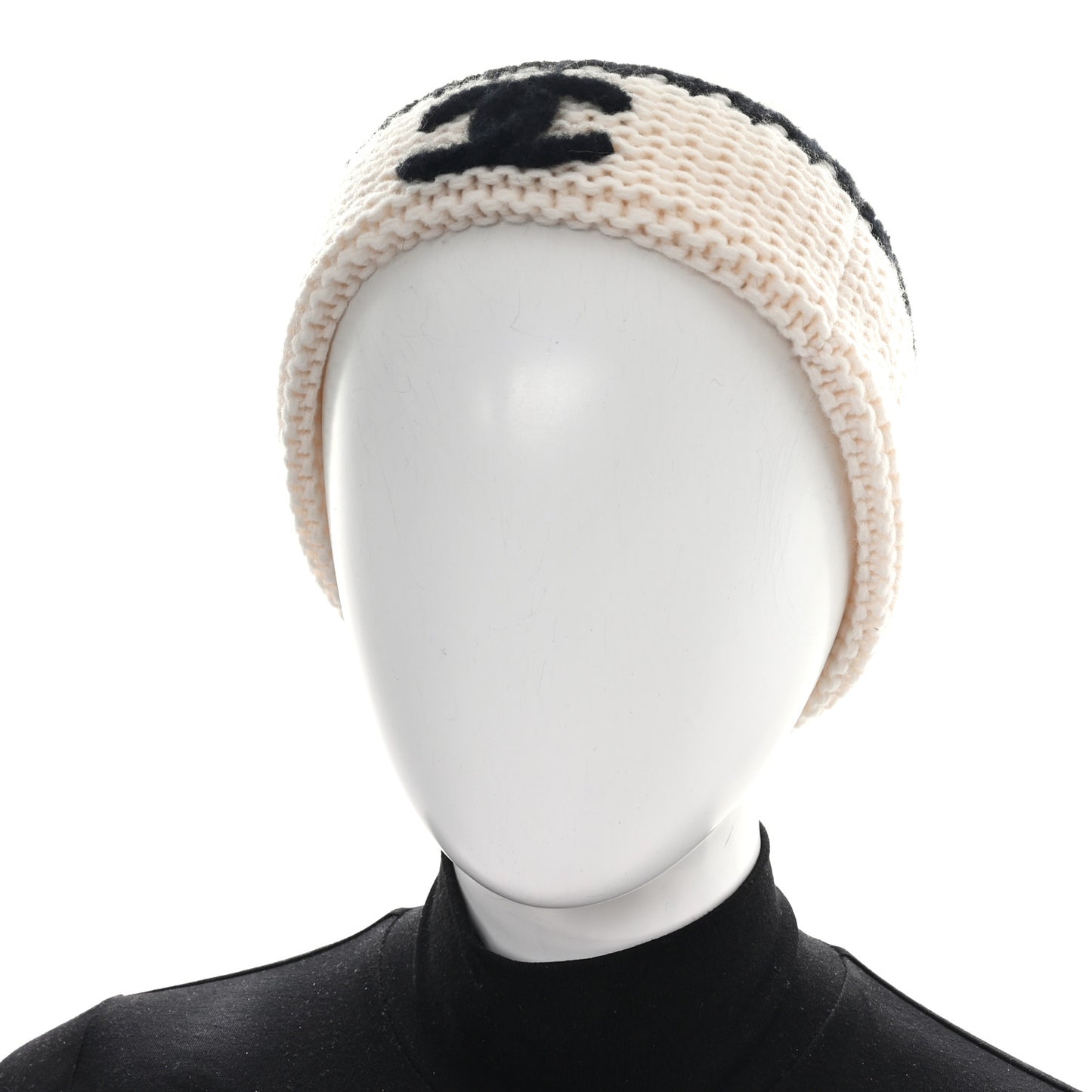 Cashmere CC Knitted Beanie Hat Black White