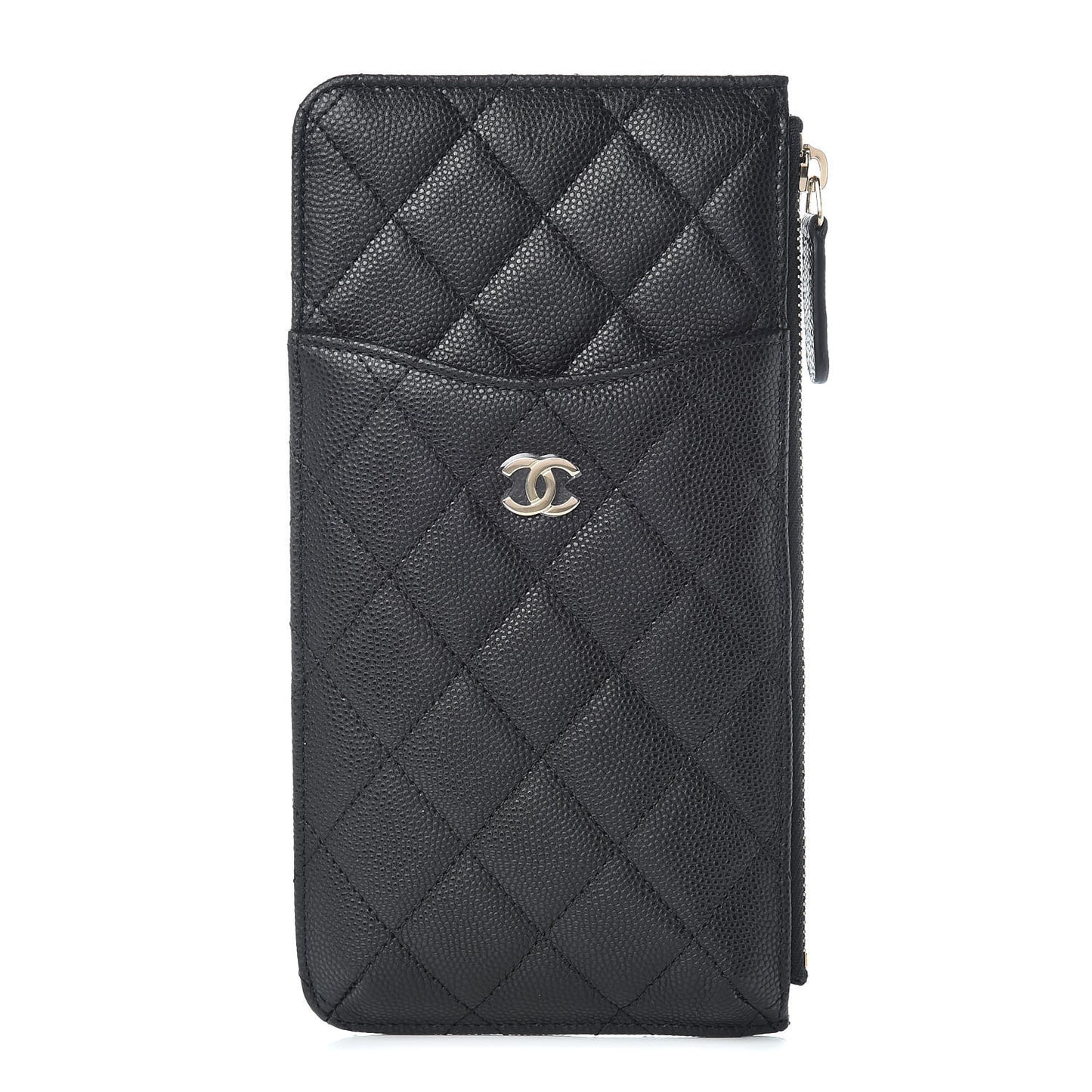 Caviar Quilted Classic Flat Wallet Pouch Black