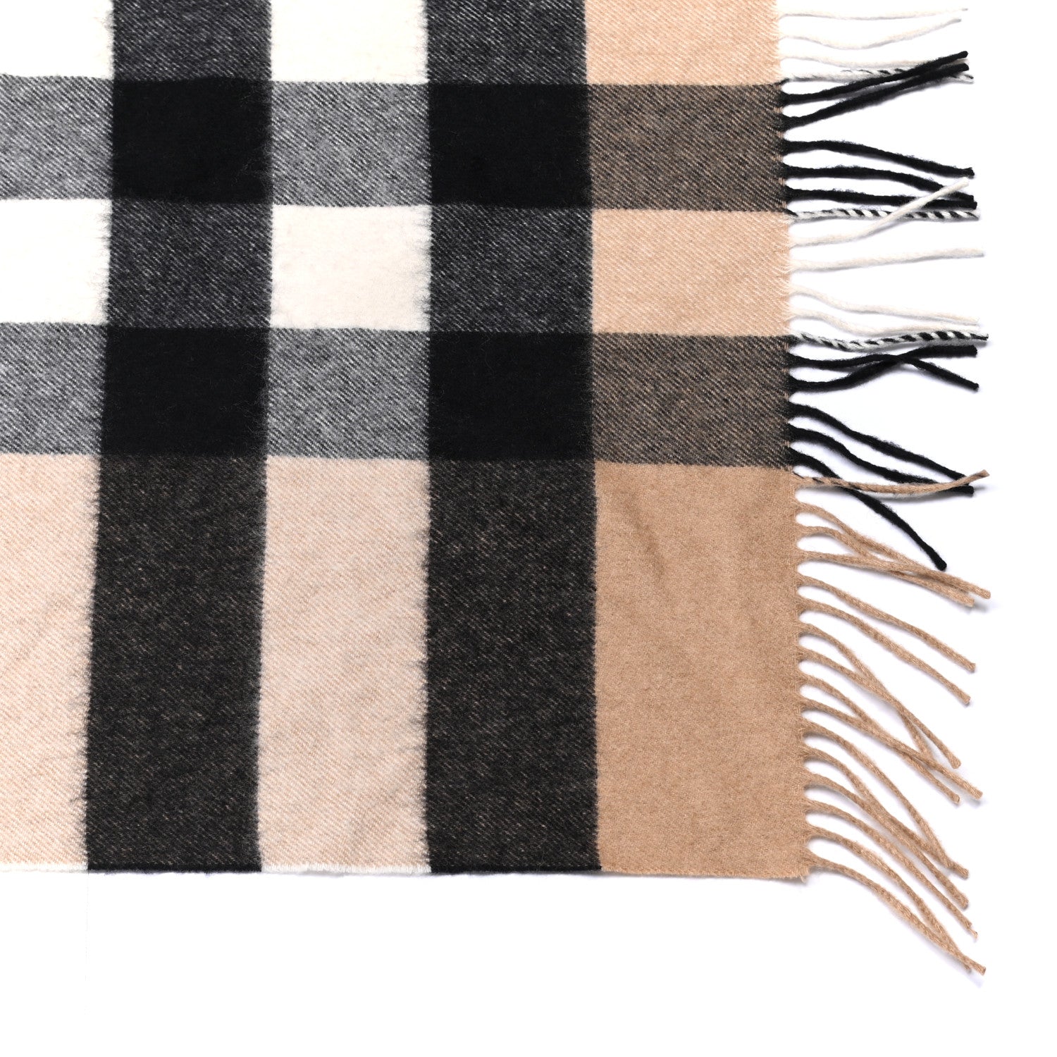 Burberry Cashmere Half Mega Check Bandana Scarf Camel 2 of 4