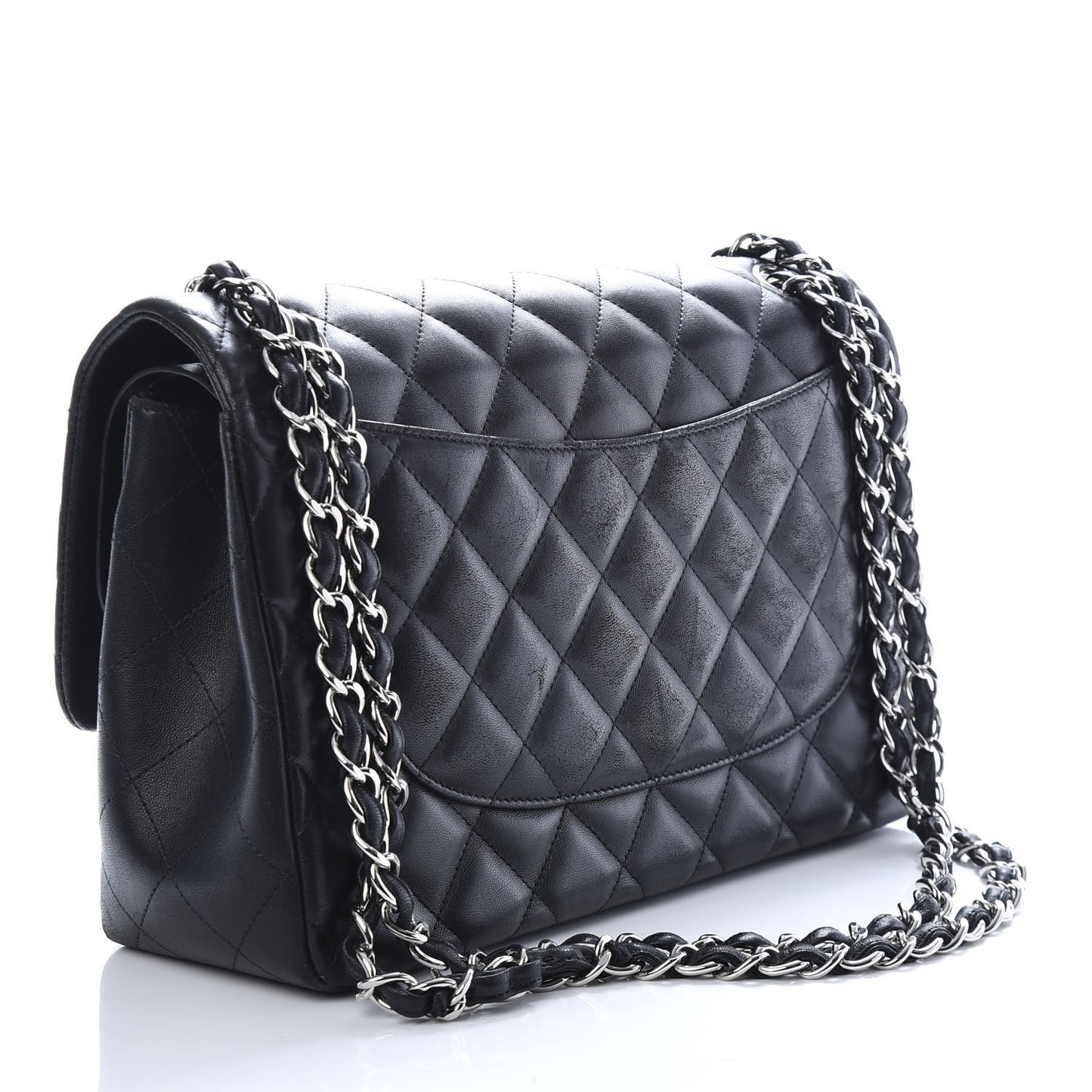 Lambskin Quilted Jumbo Double Flap Black