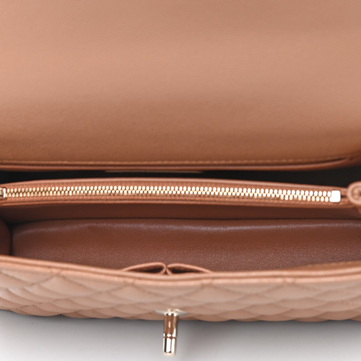 Caviar Quilted Lizard Embossed Small Coco Handle Flap Brown