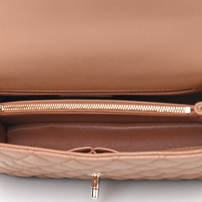 Chanel Caviar Quilted Lizard Embossed Small Coco Handle Flap Brown 5 of 9