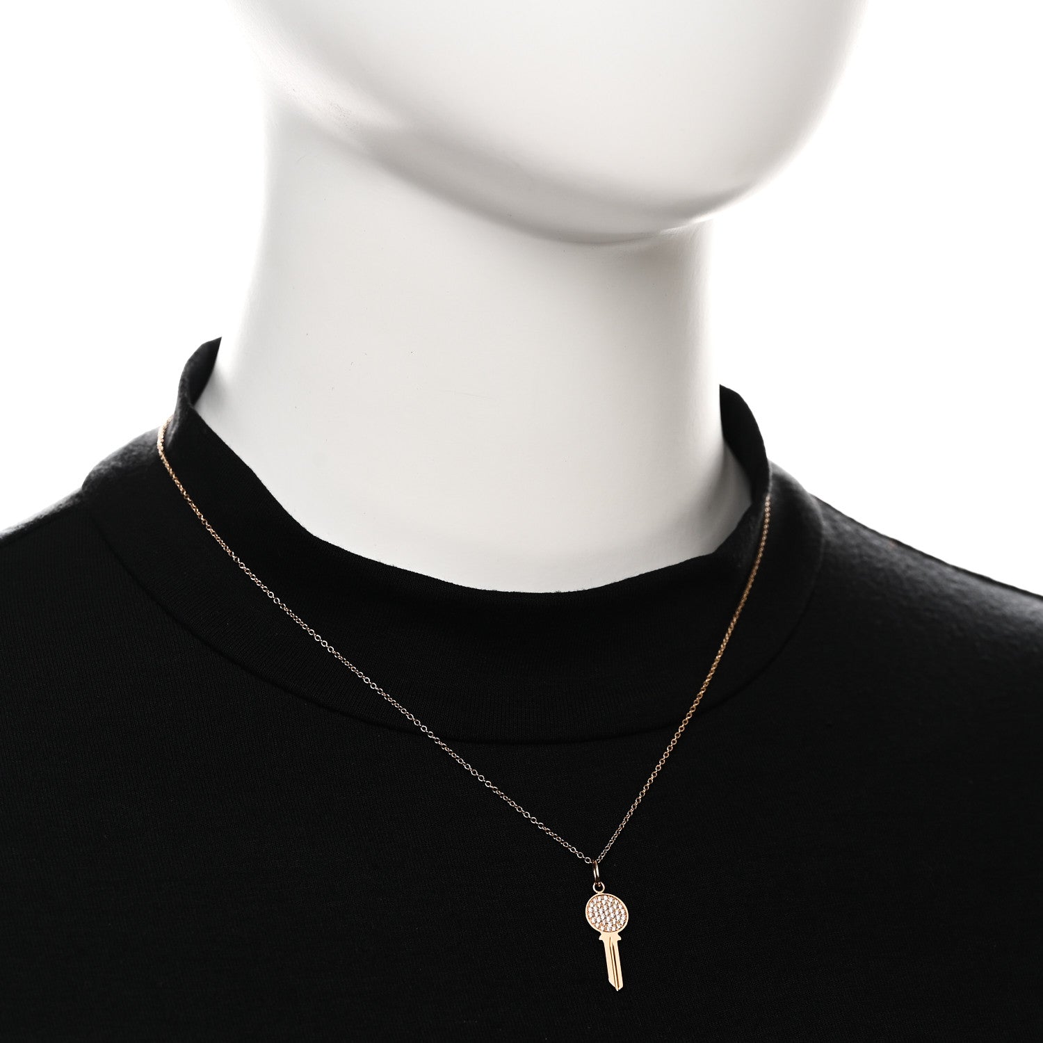Tiffany 18K Rose Gold Diamond Mini Modern Keys Round Key Pendant Necklace 2 of 6