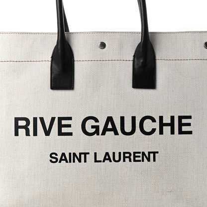 Saint Laurent Linen Calfskin Rive Gauche Tote Optic White 7 of 10
