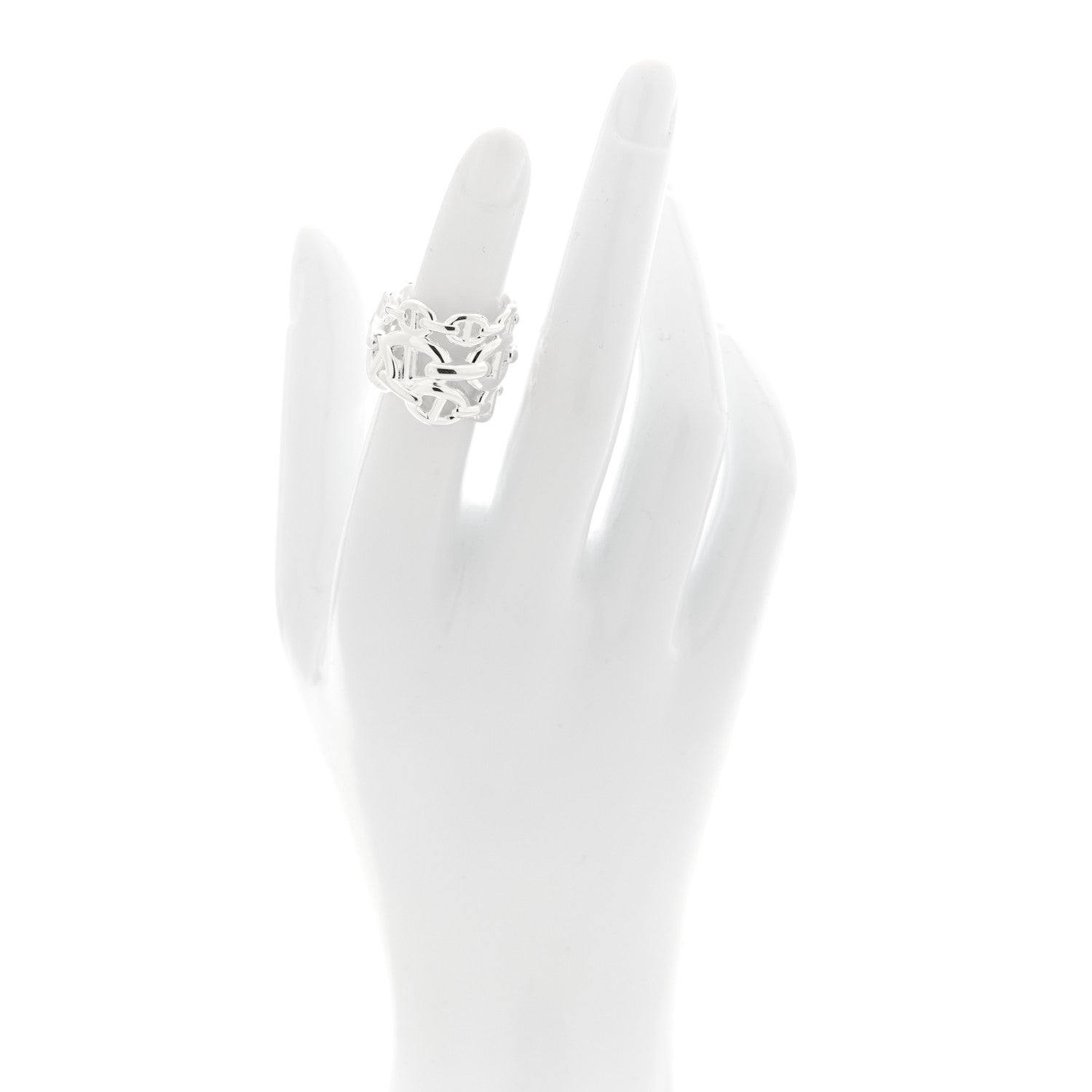 Hermes Sterling Silver GM Chaine d'ncre Enchainee Band Ring 49 4.75 2 of 6