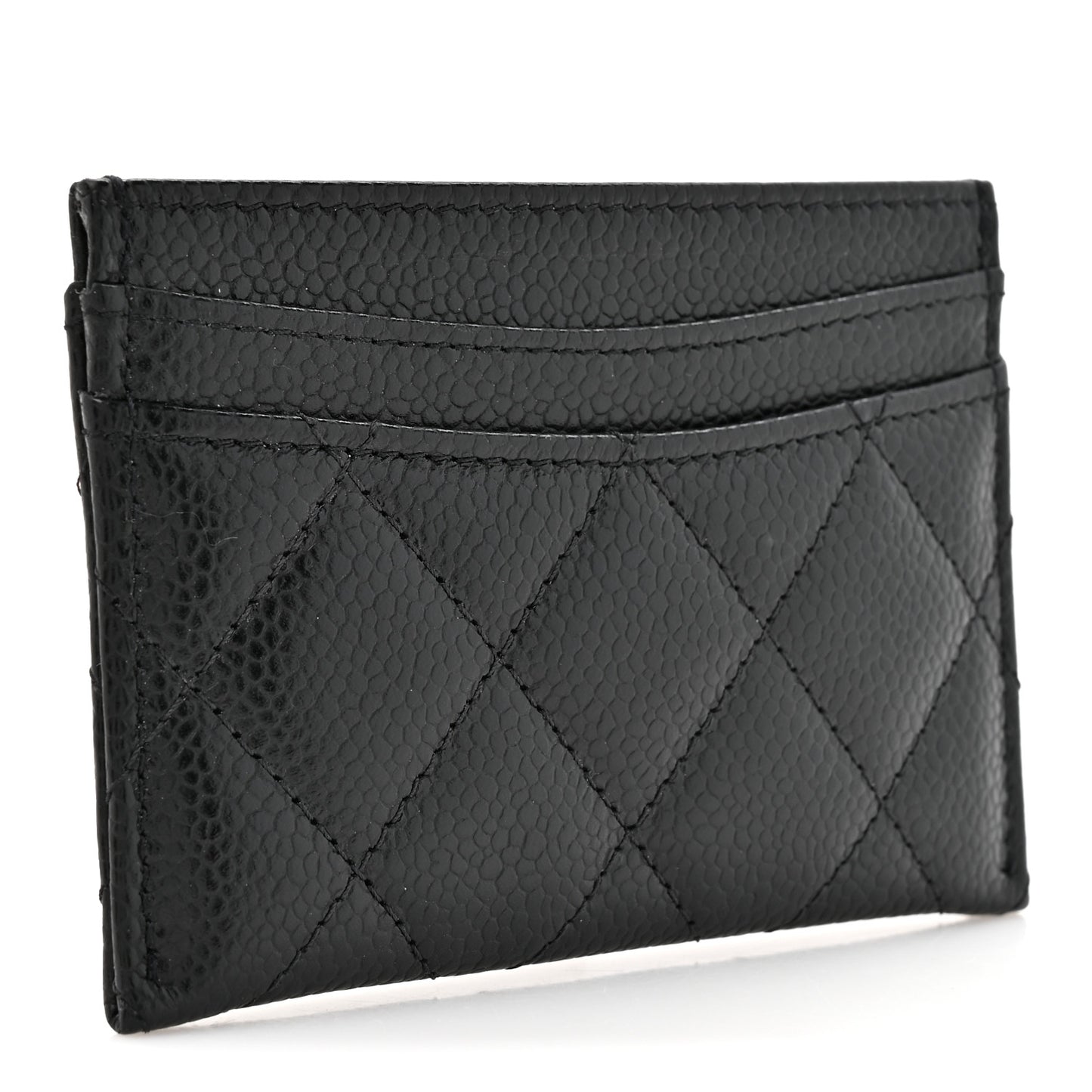 Caviar Quilted Card Holder Black