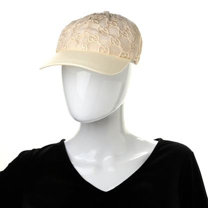 Gucci Mesh GG Monogram Shivali Baseball Hat M Cream Ivory 2 of 10