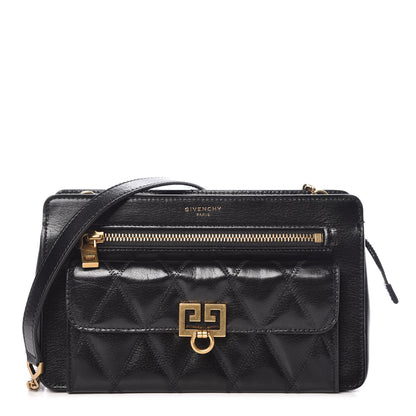 Givenchy Goatskin Diamond Quilted Pocket Crossbody Black 1 of 8