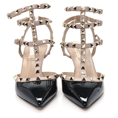 Valentino Garavani Patent Nappa Rockstud Ankle Strap 65mm Pumps 39 Black Poudre 3 of 10