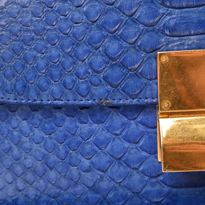 Celine Python Medium Classic Box Flap Bag Indigo 8 of 14